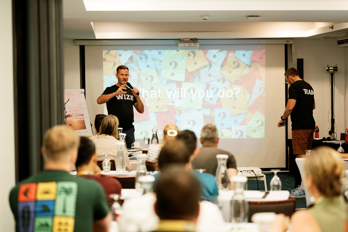 Wize mentor presenting to workshop attendees on day one